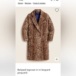 NWT J. Crew Relaxed topcoat in leopard jacquard